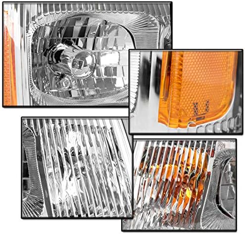 Replacement Chrome Headlights with 6" White LED DRL Lights For 2003-2006 Cadillac Escalade/ESV/EXT