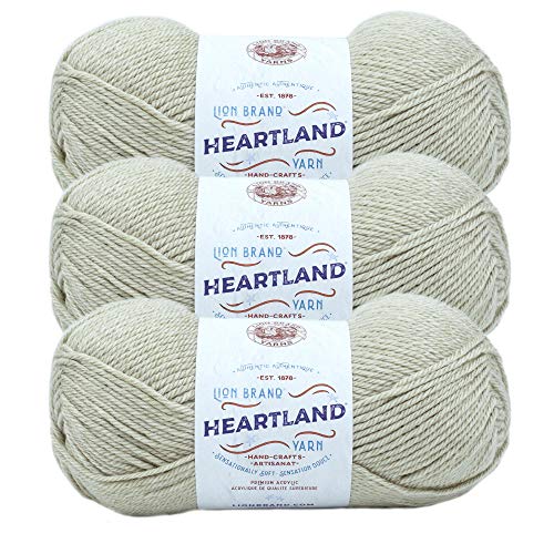 Image of Lion Brand Yarn Heartland Yarn, Worsted-Weight Yarn for Knitting, Crocheting, and Crafting, 3 Pack, Dry Tortugas