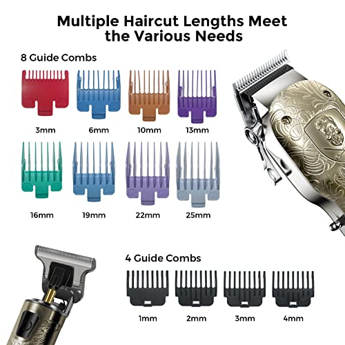 Hair Clippers 2 Set,Cosicosy Electric Trimmer Grooming Kit for Men, Professional Cordless Cutting Beard Rechargeable with LCD Display Shaver Men Kids Barbers, Gold - Image 5