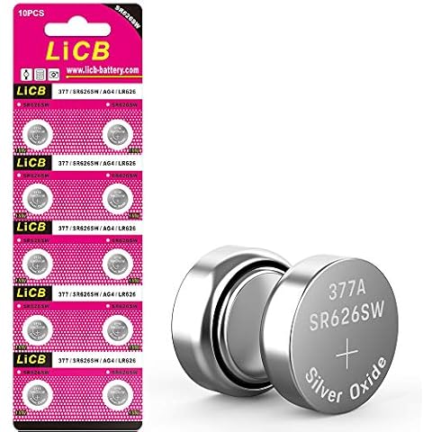 LiCB 10 Pack SR626SW 377 Watch Battery,Long-Lasting & Leak-Proof,High Capacity Silver Oxide 1.55V Button Cell Batteries for Watch Cover