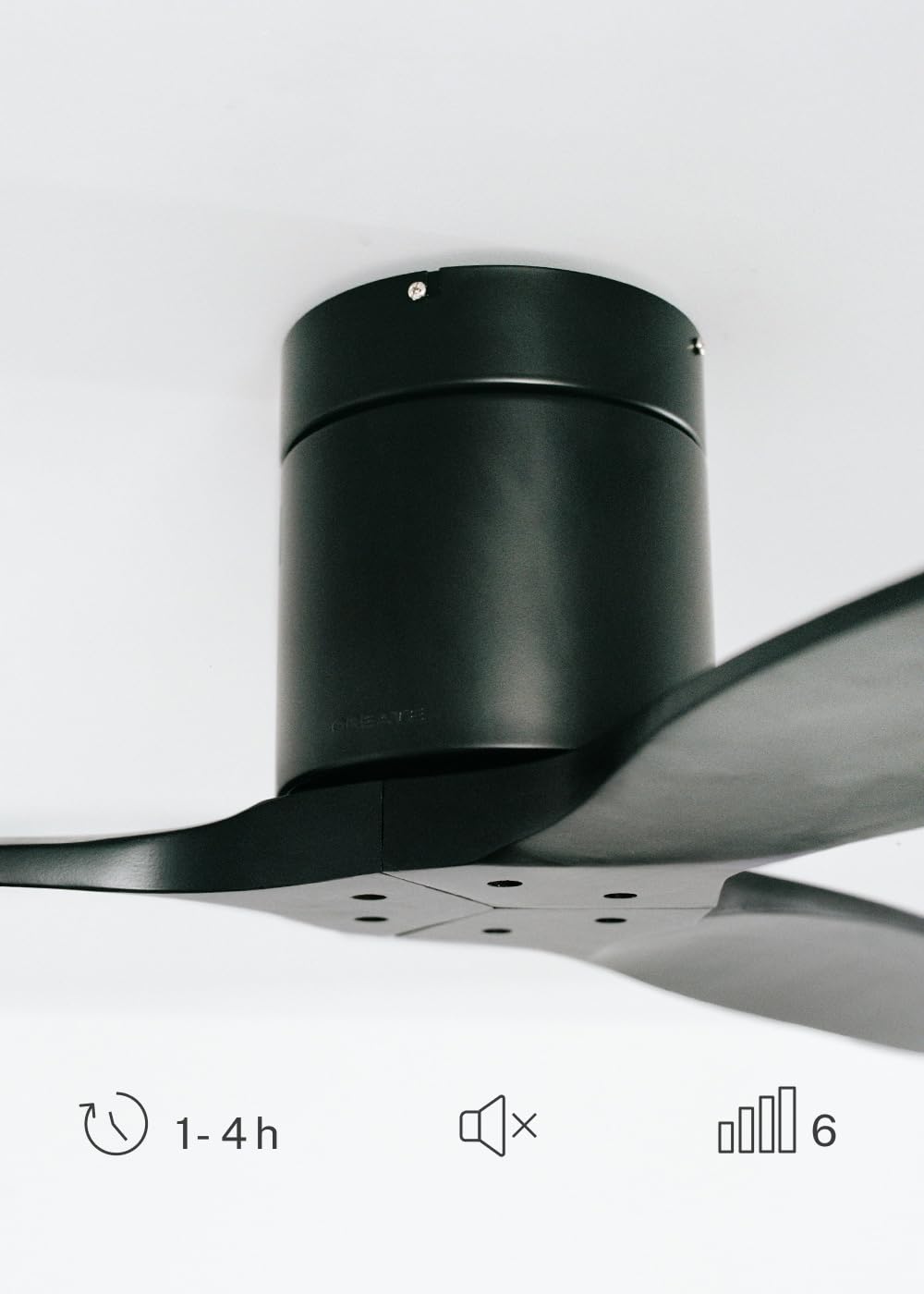 CREATE / WINDCALM DC/Ventilatore da soffitto con motore DC nero/Silenzioso, timer