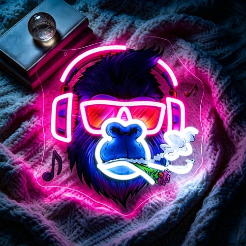 Image of Pink Neon Sign Led Neon Lights Signs for Wall Decor USB Powered Led Signs for Room Decoration-Music Monkey