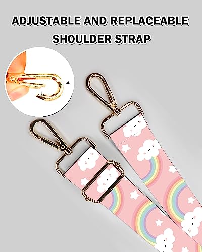 Image of Wide Purse Strap Replacement Crossbody Handbag Shoulder Strap Adjustable Bag Straps Replacement (Cute Rainbow Stars)