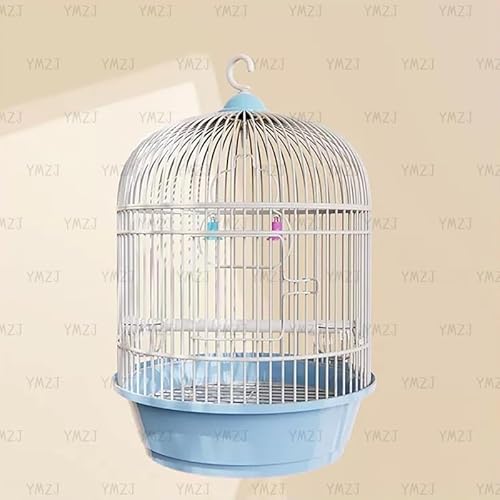 YMZJ インテリア 鳥籠 持ち運び 鳥かご おしゃれ 鳥 ケージ セット オカメインコ キャリー インコ スチール 小鳥 ラウンド セキセイインコ 耐久性 文鳥 小さめ とりかご 鳥小屋 鸚哥 バード用品 バード ステンレス (ブルー)