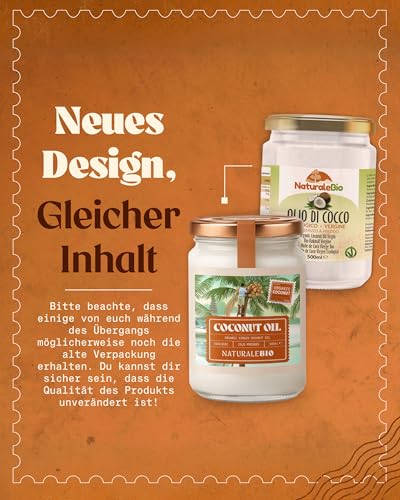 NaturaleBio Bio Kokosöl Nativ Kaltgepresst Unraffiniert
