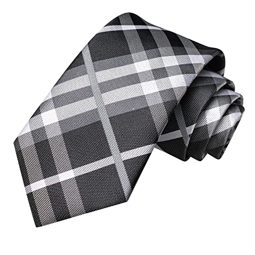 Image of Hi-Tie Mens 70inches Tie Set Extra Long Necktie for Men Cufflinks Handkerchief Big Tall Men Business Wedding