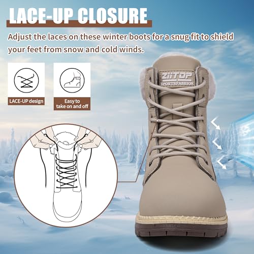 Winter Boots for Women Snow Boots Waterproof Fur Lined Warm Hiking Boots Ladies Lace Up Walking Boots Anti-Slip Lightweight Outdoor Ankle Boots4