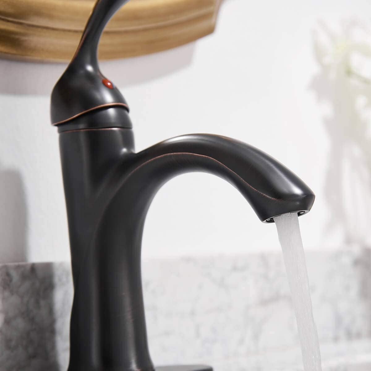 🔥 Flash Sale BATHLAVISH Bathroom Sink Faucet Oil Rubbed Bronze Single Hole 1 Handle Farmhouse with Pop Up Drain Has Overflow Vanity Bath Long Spout Mixer Tap Commercial Lead-Free