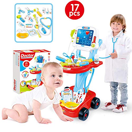 cuckoo-X - Juego de carritos de Juguete para niños, 17 Piezas, 23 Piezas, con Pantalla de Juego y Instrumentos médicos para niños, Rojo, B
