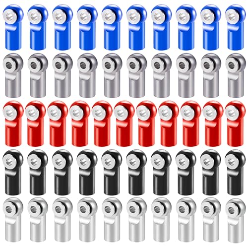 RCHUBAM 10Pcs M2 Link Rod End Joint Aluminum Metal Ball Tie Rod End Head Holder for RC Model Crawler