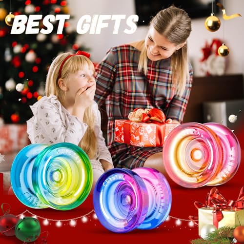 Image of MAGICYOYO Crystal Yoyo K2 Pack of 3, Responsive Yoyo for Kids &Beginner | Pro Dual Purpose Yoyos Replacement Unresponsive Bearing for Adults /Advanced+18 Strings+Remover Tool (Crystal Gradient)