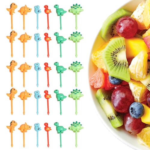 Mlysnd Mini púas de Frutas de Dinosaurio para niños pequeños de 60 Uds, púas Bonitas de Bento para Accesorios de decoración de Fiambrera