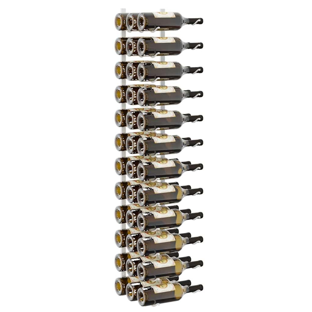 Wand Weinregal für 36 Flaschen 2 Stück Weiß, Eisen Flaschenregal mit Wandmontage für Küche, Bar, Keller und Speisekammer, Lagerung und Aufbewahrung