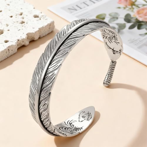 Pulsera brazalete de plata estilo nativo americano ajustable miniatura 7