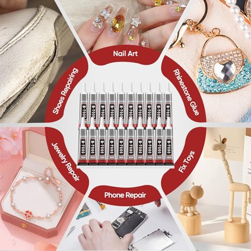 Image of 25 PCS 15ml B7000 Glue Clear with Precision Tip, Bedazzling Glue, Super Glues, Rhinestone Glue for Nail, Craft Glues, Jewelry Making, Nail Art, DIY, Makeup, Shoes