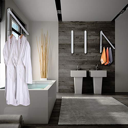 Stealth Hangers ,Retractable Clothes Rack - Wall Mounted Folding Clothes Hanger Drying Rack for Laundry Room Closet Storage Organization, Aluminum, Wall Decoration Hangers - Thumbnail 5