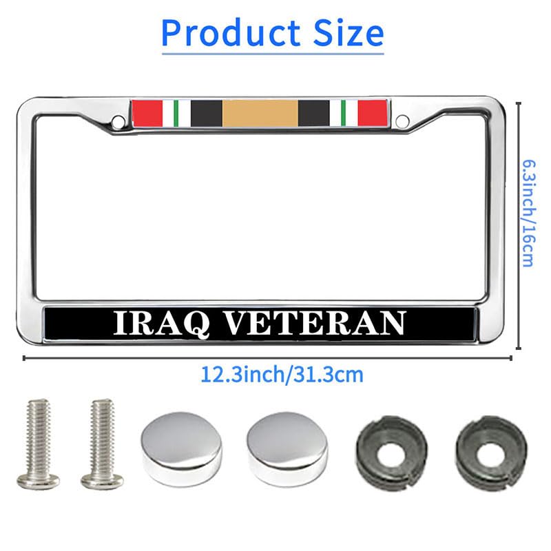 Image of Iraqi Veteran Pride Chrome License Plate Frame US Army Pride License Plate Frame for Family Members