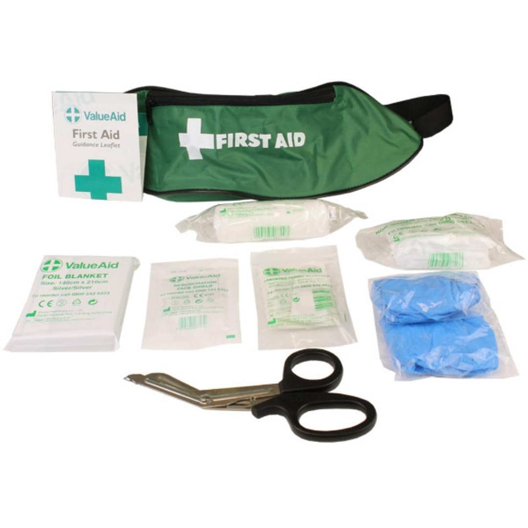 Value Aid BS8599-1:2019 Personal Issue First Aid Kit, HSE Compliant, Compact & Portable, Essential Workplace Safety Bum Bag
