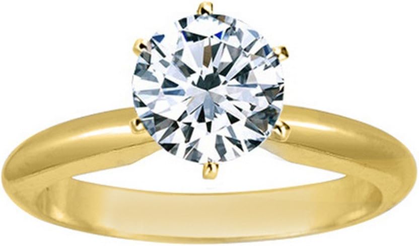 Houston Diamond District Store 1.25 Carat Lab Grown 6 Prong Solitaire Round Cut IGI CERTIFIED Diamond Engagement Ring (H-I Color VS2-SI1 Clarity)
