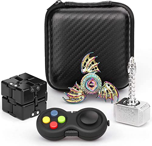 Fidget Toys Pack for Teen Kids Adults, Dragon Fidget Spinner Infinity Cube Block Thor Hammer Hand Spinner Fidget Pad for Stress Anxiety Relief, Birthday Gift Party Favor Bag Filler