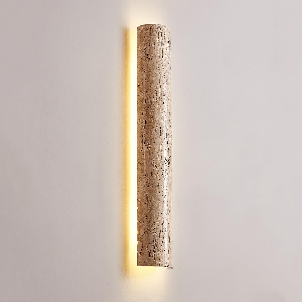 Modern Home Decoration 11W Marble LED Linear Wall Sconce Indoor Natural Stone Wall Light Wood Grain Long Bar Light Farmhouse Vintage Bedroom Wall Lamp for Living Room Hallway Bathroom