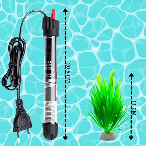 Calentador Acuario 30 litros 25 W, Planta acuática, Sumergible, Apto para Tortugas DE Agua Y PECERAS - Calentador tortuguera,Calefactor Acuario Vidrio DE Cuarzo Seguro (20-34°C) - imagen 7