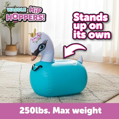 Waddle Hip Hoppers Large Bouncy Hopper - Inflatable Hopping Animal Bouncer Ride On Toys, Easy Grip, Stable Base, Outdoor & Indoor Animal Hopper Toy, Supports Up to 250 Lbs, Ages 5 and Up (Swan) by WADDLE - Image 3
