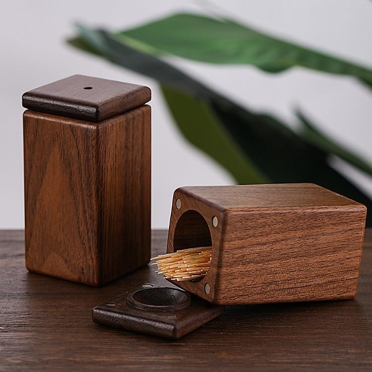 Toothpick Box Wooden Toothpick Box Household Toothpick Holder, Living Room Entrance Table Ornaments, Portable Toothpick Jar Toothpick Storage Box