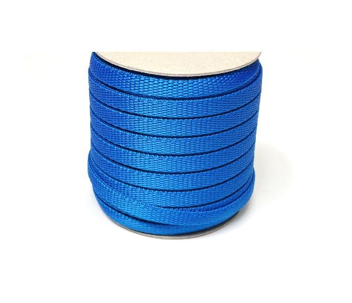 10mm Polypropylene Webbing Heavy Duty Strap For Backpacks Belts Handles Bags Straps Dog Leads (Electric Blue, 50 Metres)