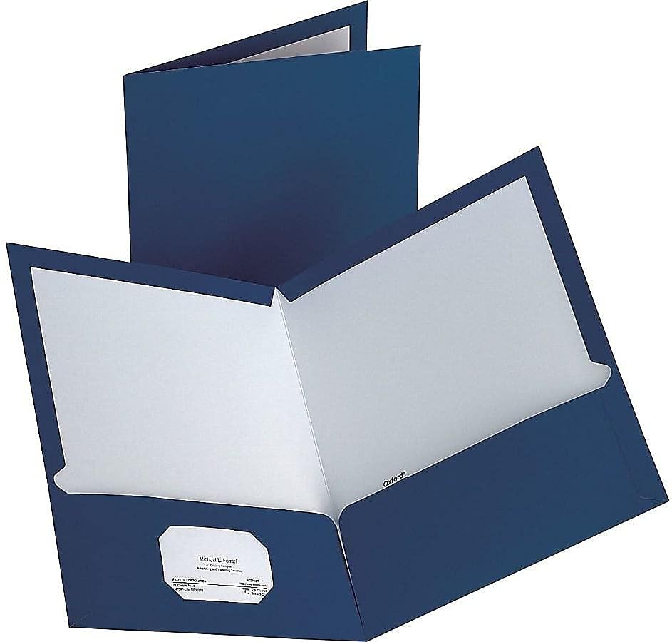 907578 2-Pocket Laminated Folders, Dark Blue, 10/PK