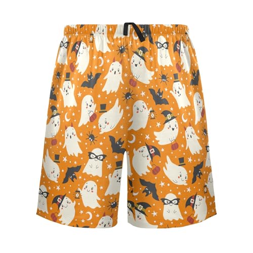 Laprad Men's Pajama Shorts Halloween Cute Ghosts Bats Lounge Sleep Shorts Soft Pajamas Bottoms with Pockets2