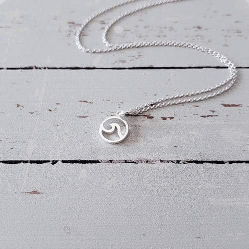 Sterling Silver Tiny Wave Charm Necklace 18" - Image 7
