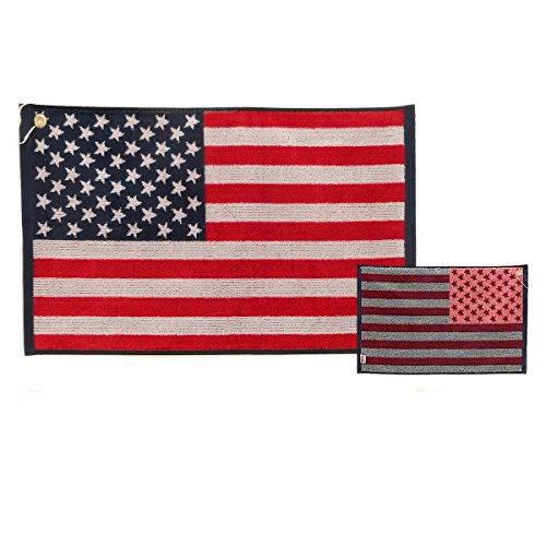 USA American Flag Stars and Stripes Jacquard Golf Towel 16 x 24 by JP Lann Golf Cover
