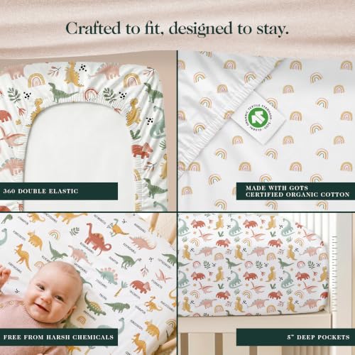 Image of 100% Organic Cotton Bassinet Sheets 3 Pack - (33 x 20 Inches) Baby Delight - GOTS Certified, Soft Breathable Percale Weave, Universal Fits Standard Oval & Rectangular Mattress - for Boys & Girls
