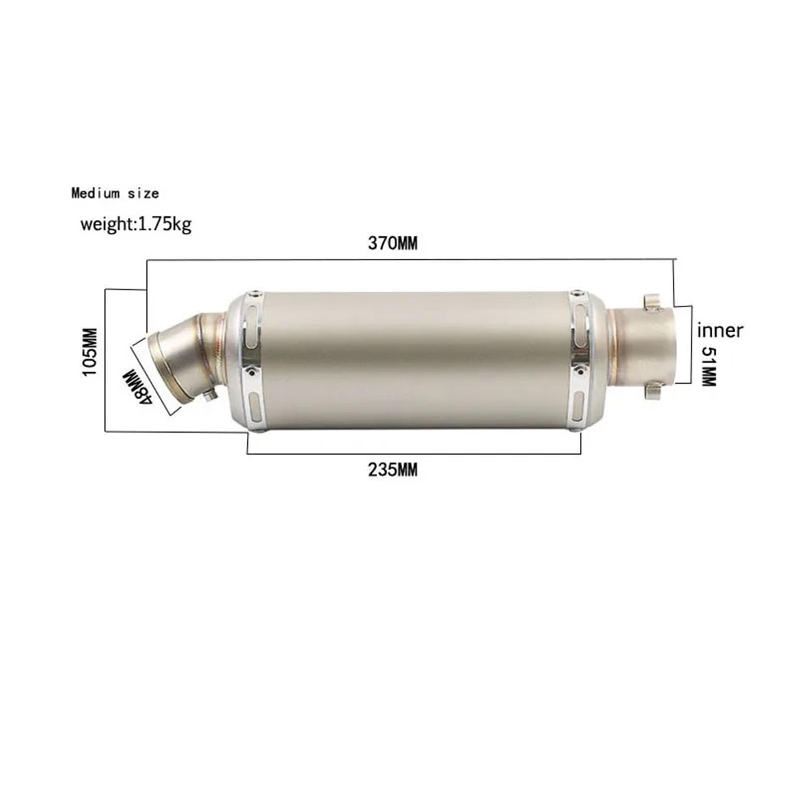 Tłumik końcowy 51mm Uniwersalny Motocykl Yoshimura Wydech Tłumik 310 370 440 Mm Rura 100cc-1000cc Skuter Dla Fz6 Pcx125 układ wydechowy samochodowy(Type B2 with sticker)