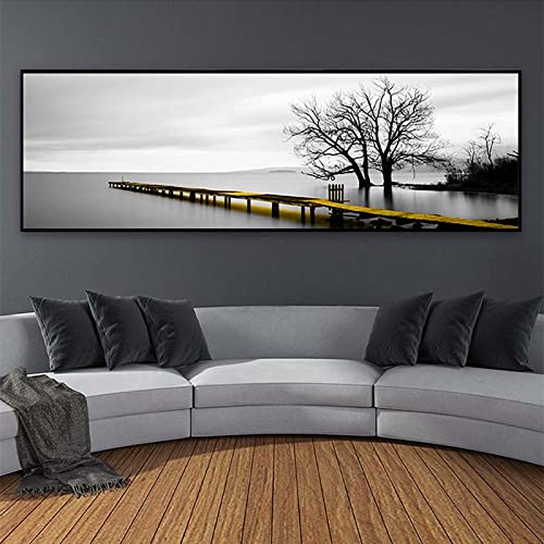 Toile paysage calme lac doré 30x90cm KEBIA décoration murale sans cadre