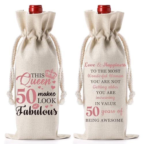 Happy Birthday Gifts Wine Bag - Elegant 50th Birthday Gift Red Wine Bag