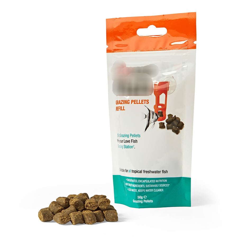 TIGHUP Grazing Tropical Fish Food Pellets Refill 50g, Unique soft Pellets, Complete Premium Nutrition, Made in the UK, Approximate Dimensions (Product):50g: H19 x W9.5 x D2.2cm