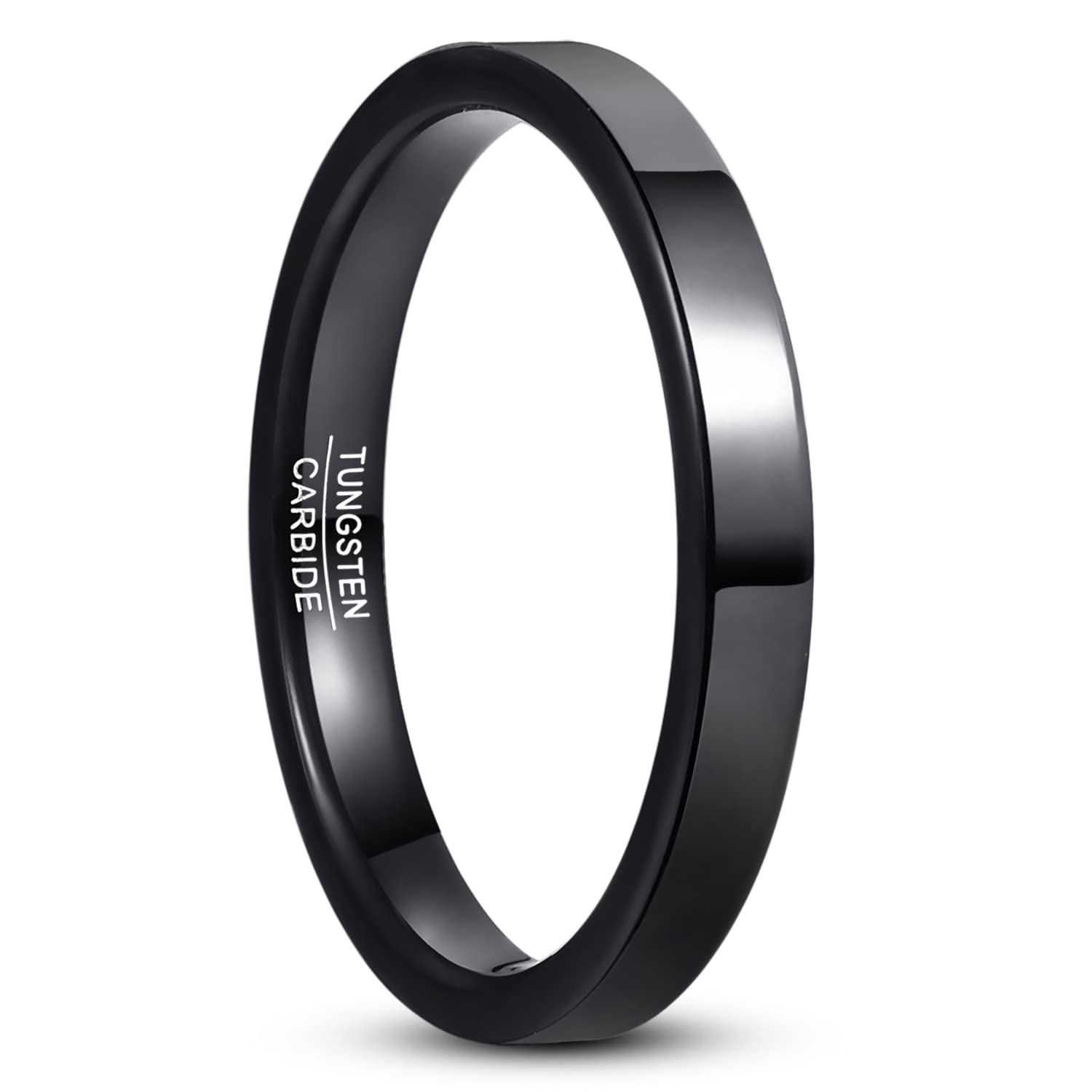 GALANI Anillos de tungsteno negro de 3 mm para hombre y mujer, acabado pulido, alianzas de boda, compromiso, promesa, tallas 49,3 a 62 (15,6-19,7)