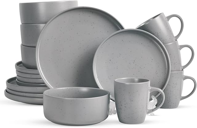 Royalford 16 Piece Stoneware Dinnerware Set - Kitchen Dinner Set, Stoneware Tableware Crockery - Includes 4 Dinner Plates, 4 Dessert Plates, 4 Cereal Bowl and 4 Mugs
