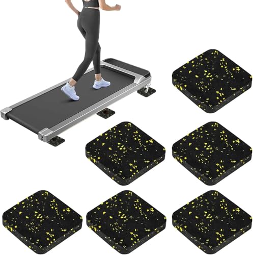 Walking Pad Mat with Anti Vibration Pads, Rubber Floor Protector for Treadmill Noise Reduction and Floor Protection, Non-Slip Surface (6 Pcs) - Kivano