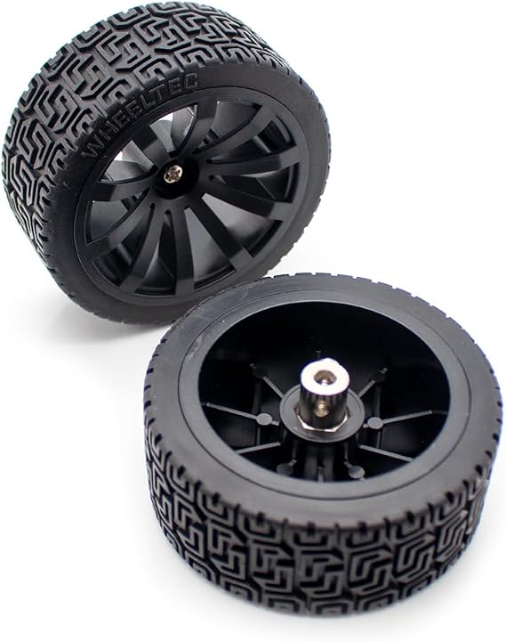 85MM Diameter Black Rubber Tire, Self-Balancing Trolley Robot Intelligent Trolley Wheels Sponge Inner Liner with Metal Coupling (8MM Aperture)