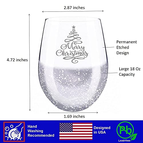 Valentines Day Christmas Tree Wine Glass, Etched Stemless Wine Glasses Valentines Day Home Decor, 4 Pack #TOP5