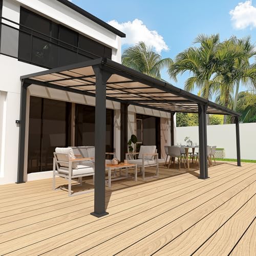 Pamapic 10 * 24FT Wall Mounted Gazebo,4*4 Inch Thickened Pillars