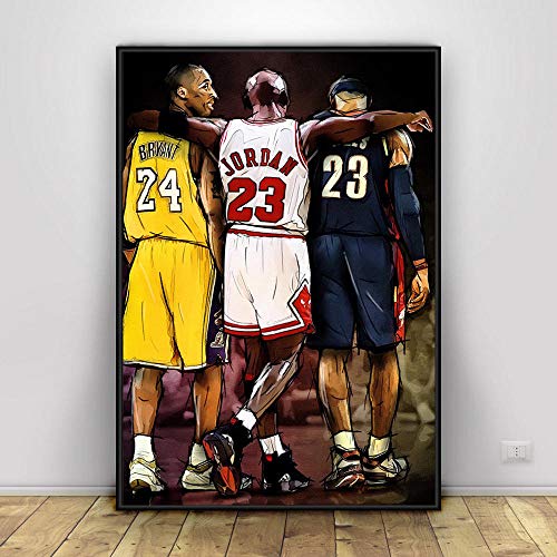 WADPJ Joueur de Basket-Ball Kobe Bryant Affiche Toile Peinture Moderne NBA Sports Salon Décor À La Maison Imprimer Image Mur Art-50x70cmx1 pcs sans Cadre