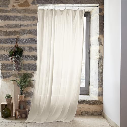 Cortina de gasa de algodón ajustable – Cortina de visillo 140 x 300 cm Suave y cómoda [Cortinas interiores y cortinas] (Beige Pampa)