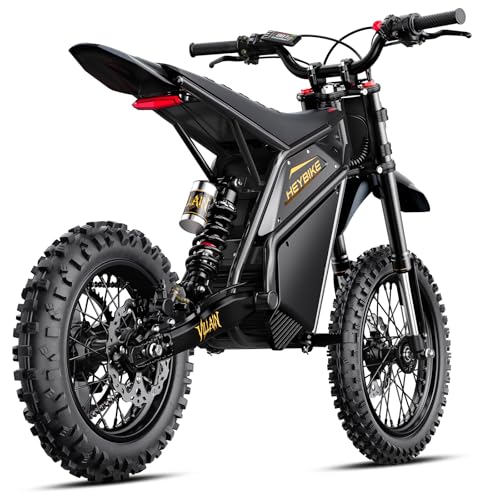 Heybike Villain 14"/12" Dirt Bike Motorcycle, Jet Black Bike