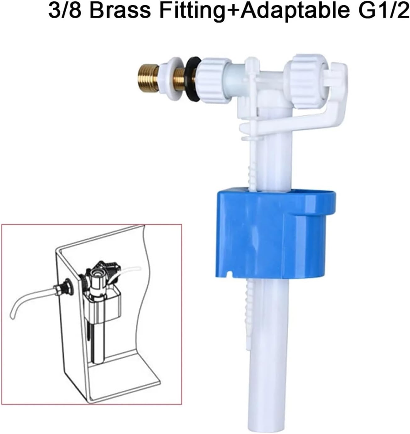 Cistern Filling Valve G3/8 G1/2 Inch Brass Connection Toilet Inlet Fill Water Tank Fittings Drain Flush Value