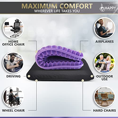 Purple Seat Cushion For Office Chair, Car, Desk, Wheelchair - Ultimate Purple Gel Seat Cushion For Butt - Desk Chair Cushion For Long Sitting - Seat Cushion For Tailbone Pain Relief And Sciatica #TOP4