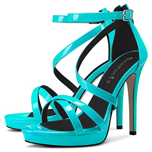 DearOnly Women Platform Stiletto High Heel Peep Open Toe Pumps Ankle Strap Zipper Wedding Cute 4.7 Inches Heels4